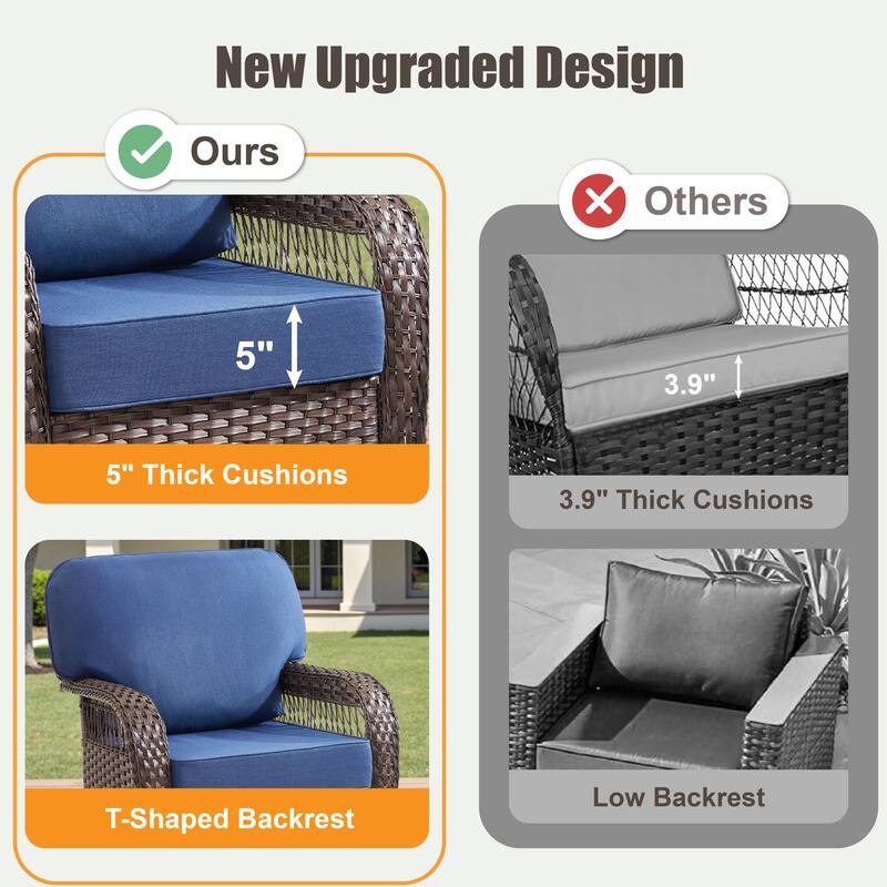 Pocassy Swivel Chair Table with Outdoor Ottoman Set.