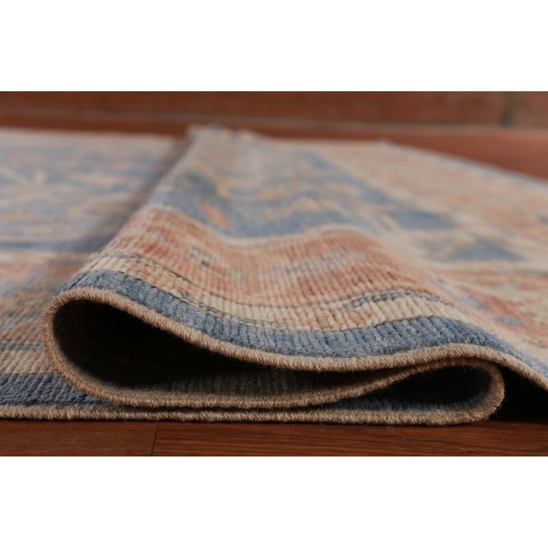 Hand Knotted Oriental 100% Wool Carpet Transitional Medallion Navy Blue & Blues Oushak Area Rug - 14' 6'' X 10' 0''