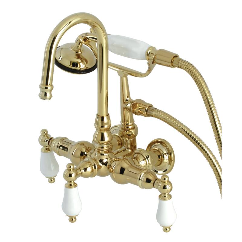 Kingston Brass Vintage Wall Mounted Clawfoot Tub Filler with Built-In - Polished Brass