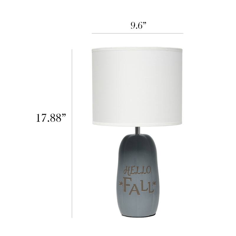 Pumpkin Base Hello Fall Table Lamp with White Drum Shade - 17.75" - Gray