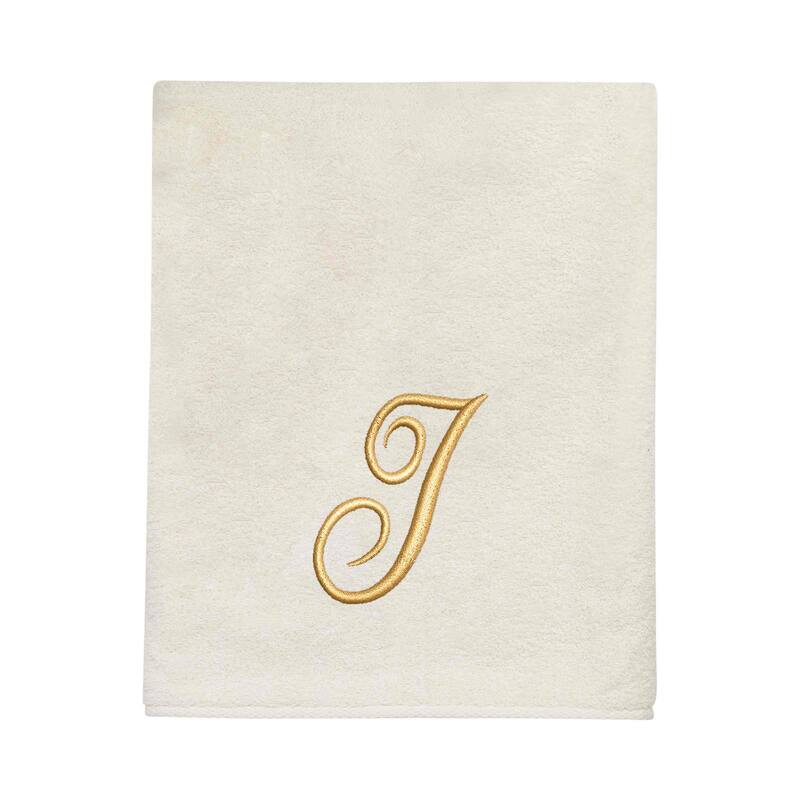 Avanti Ivory with Gold Script Monogram Bath Towel Letter I - Bath Towel