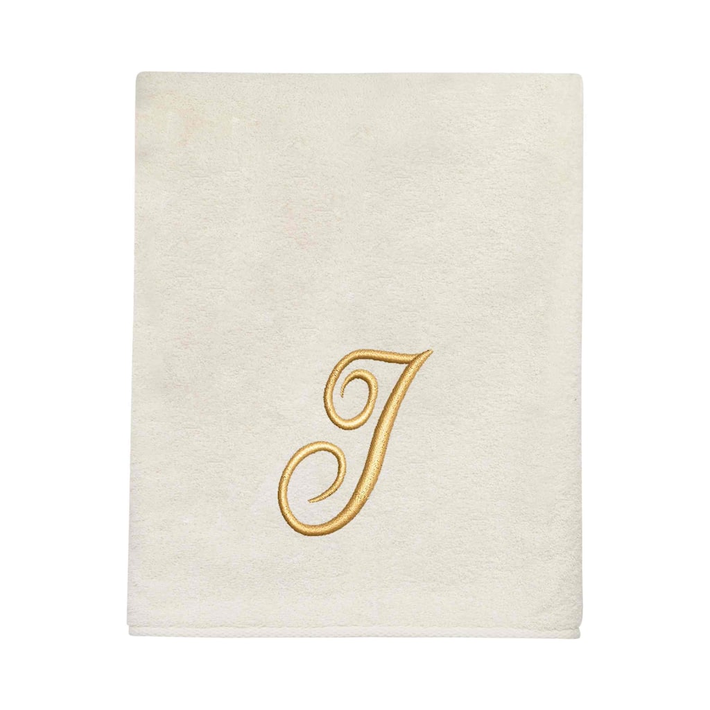 Avanti Ivory with Gold Script Monogram Bath Towel Letter I - Bath Towel