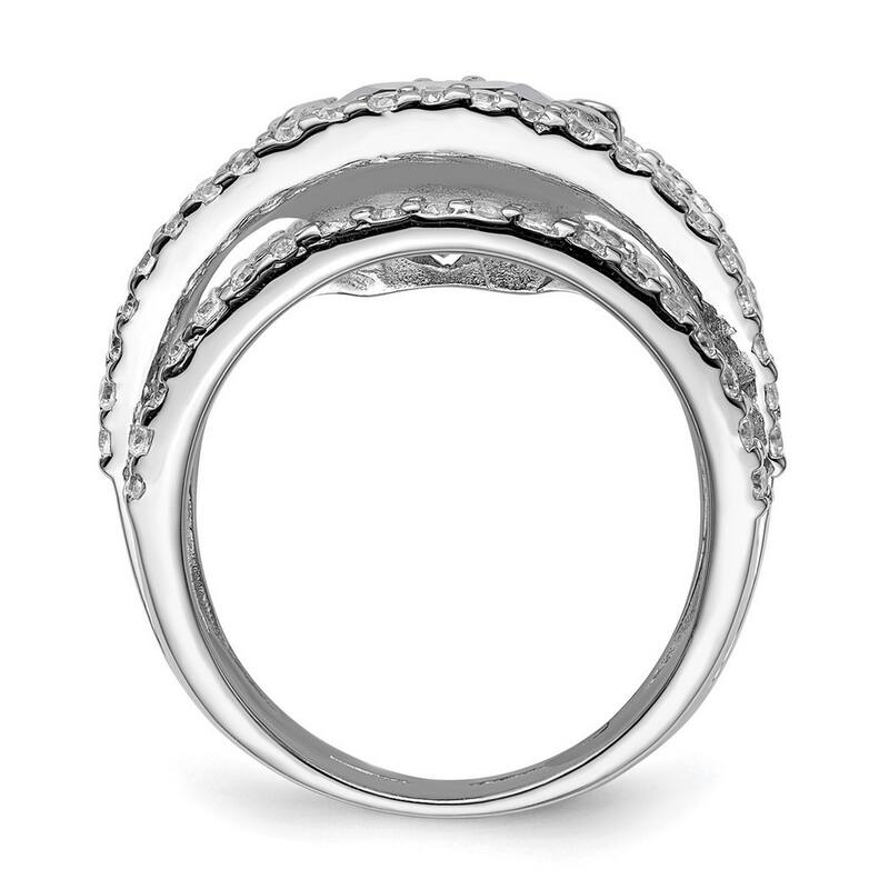 Curata 925 Sterling Silver Polished Open back Purple and Clear CZ Cubic Zirconia Simulated Diamond Ring