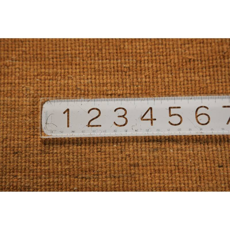 Modern Gabbeh Oriental Rug Handmade Solid Yellow Wool Carpet - 5'0" x 6'6"