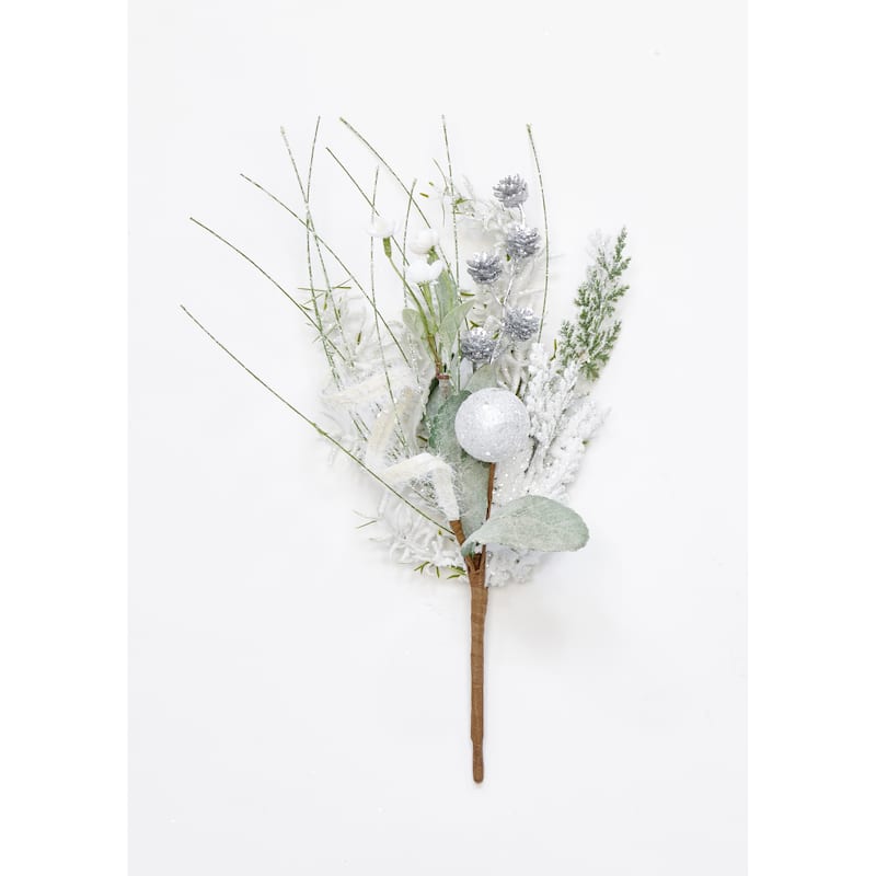 14" Artificial Christmas Mini Bush with Glittered Balls and Leaves, Set of 3 - 14