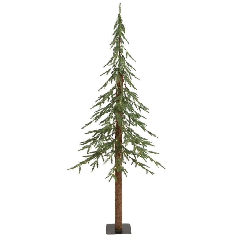 Pre-Lit Medium Alpine Artificial Christmas Tree - 6' - Clear LED Lights - 6 Foot