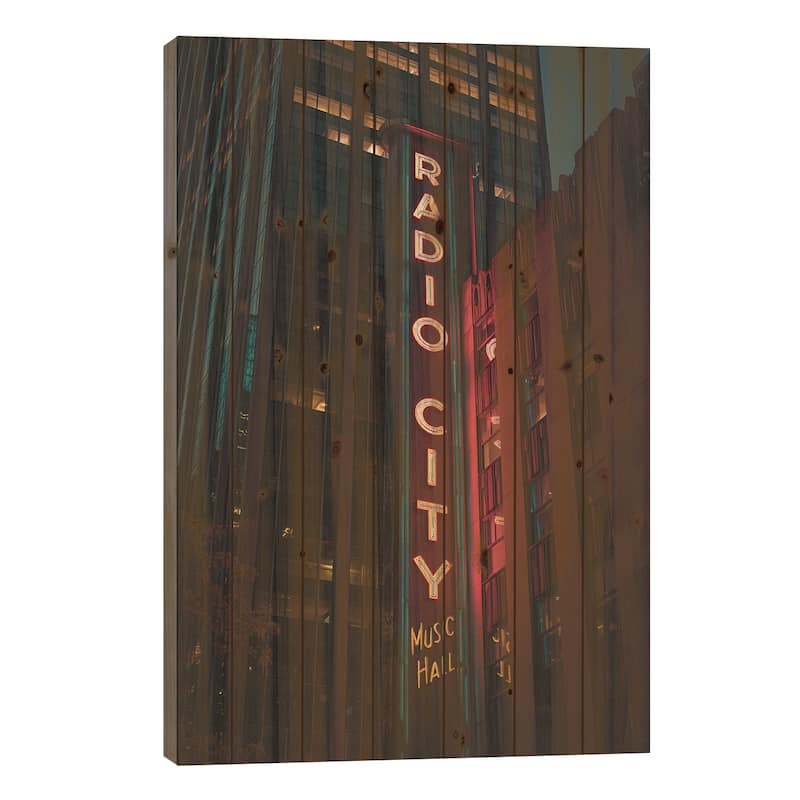 Radio City Print On Wood by Jon Bilous - Multi-Color - 26x18x1.5