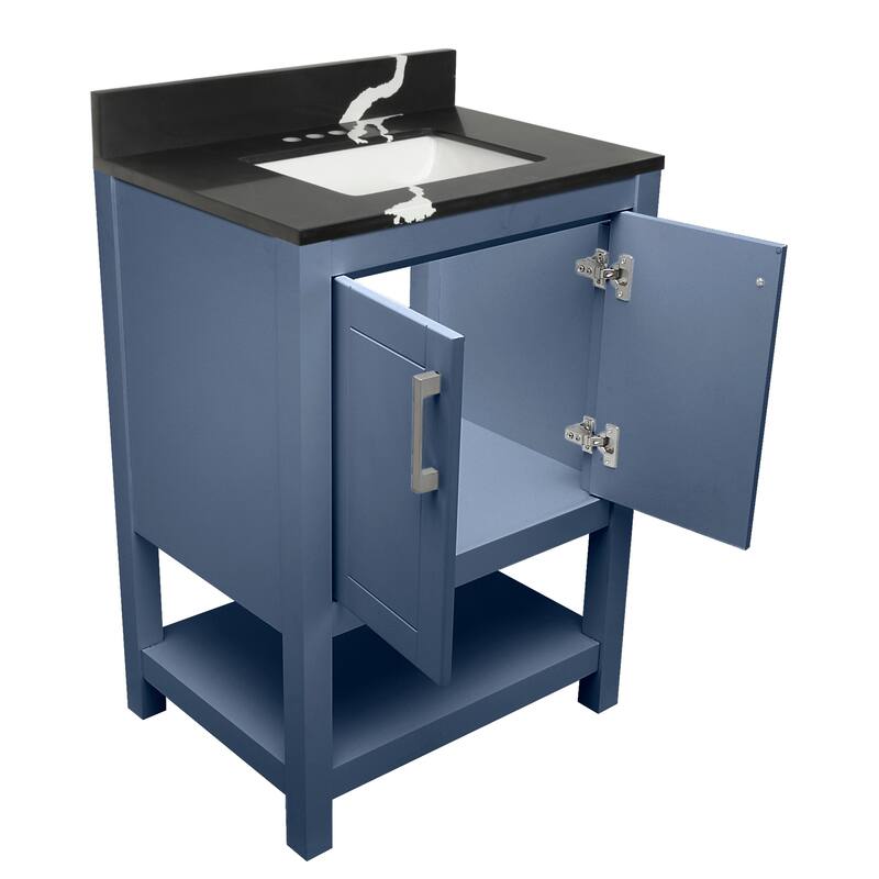 Taos 25" Bathroom Vanity with Cultured Marble Vanity Top Sink in White with White Basin