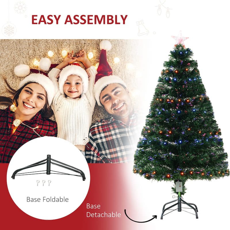 HOMCOM 4 ft. Artificial Small Prelit Christmas Tree with Stand