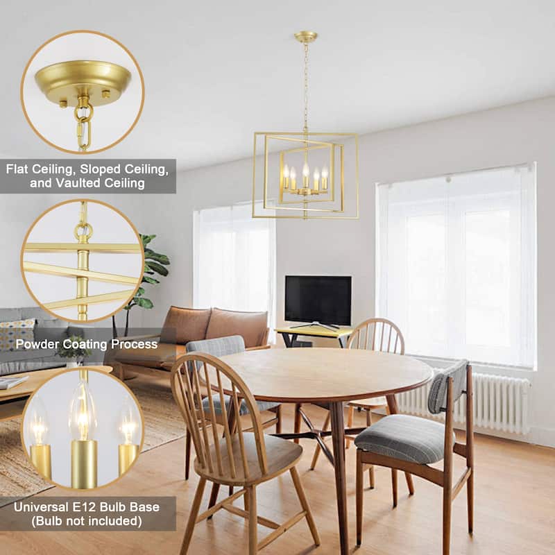 21.65inch 5 Lights Modern Chandelier with Metal Frame 360 Degree Adjustable for Different Rooms
