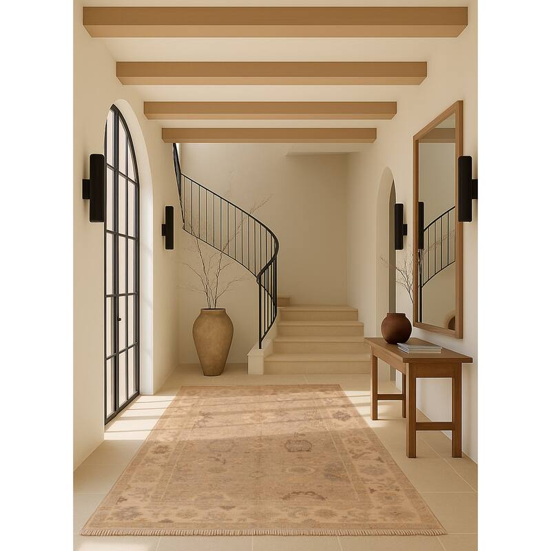 ECARPETGALLERY Hand-knotted Kavya Oushak Light Grey Wool Rug - 5'11 x 8'10