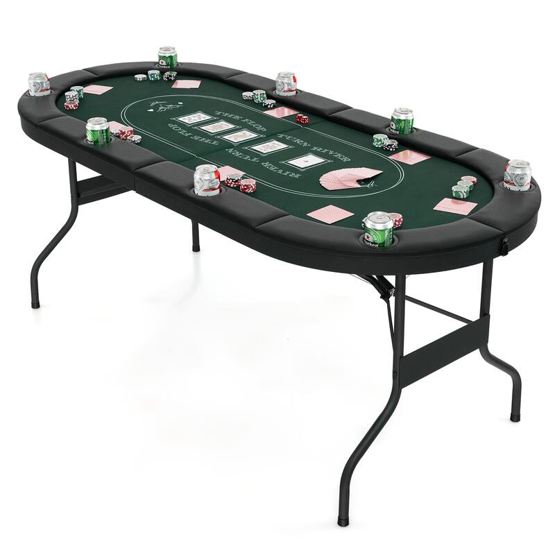 Gymax 8 Player Foldable Poker Table Portable Folding Texas Holdem
