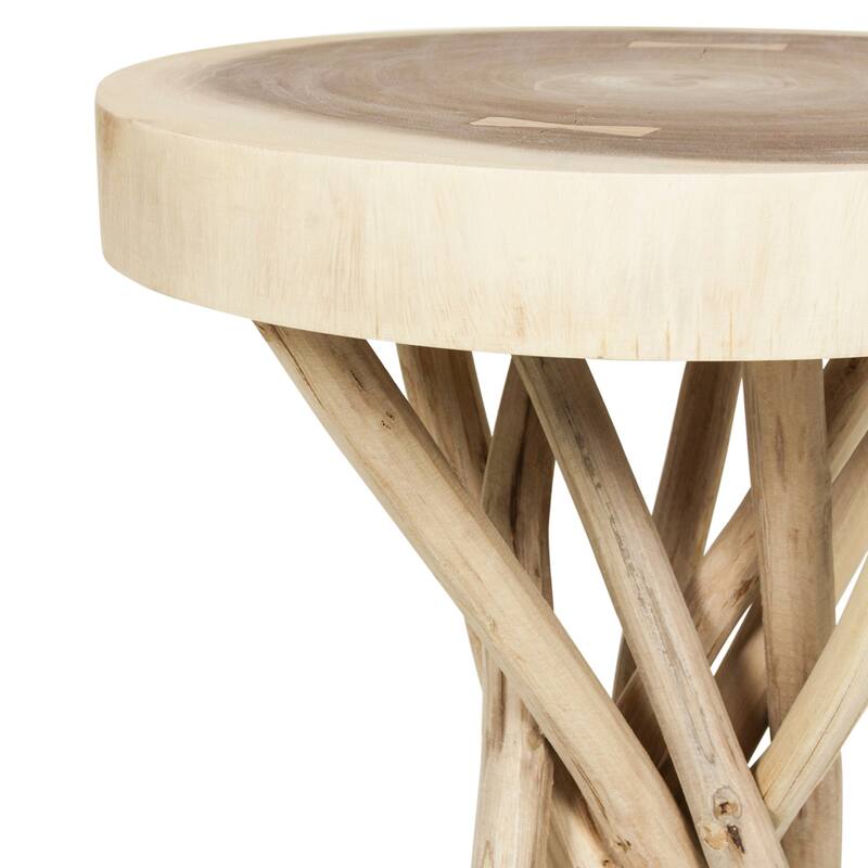East at Main Solid Wood Cross-cut Accent Table with Branch Base - Small
