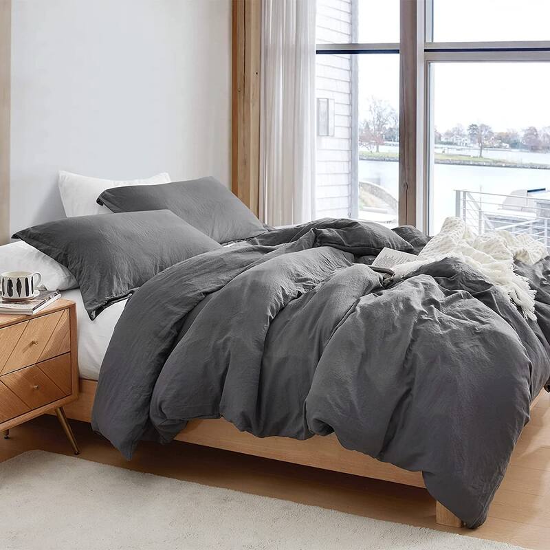 Duvet Cover Set - Natural Loft Queen - Pewter