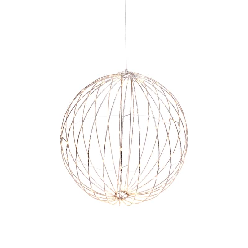 Whimsical Illuminated Metal Sphere with Warm White Micro LEDs
