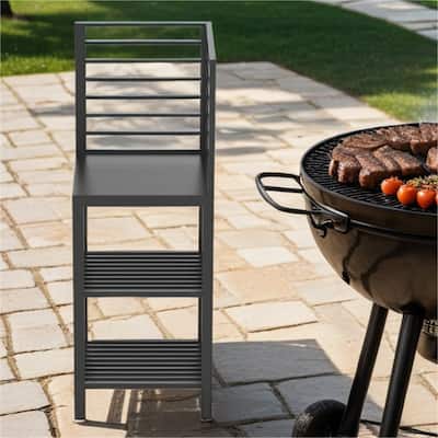Freestanding Outdoor Aluminum Kitchen Storage Island with Storage Rack