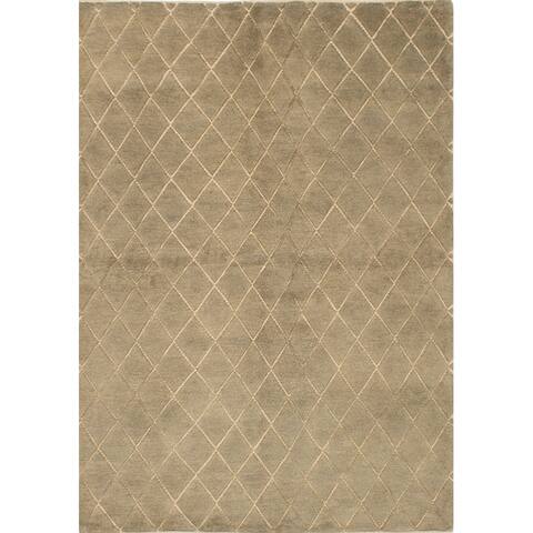 ECARPETGALLERY Hand-knotted Mystique Green Wool Rug - 6'3" x 8'10"
