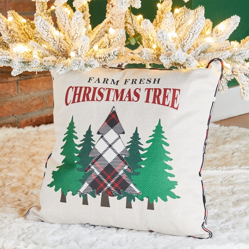 Glitzhome Hooked Cat Dog Christmas Tree Throw Pillow Home Sofa Decor