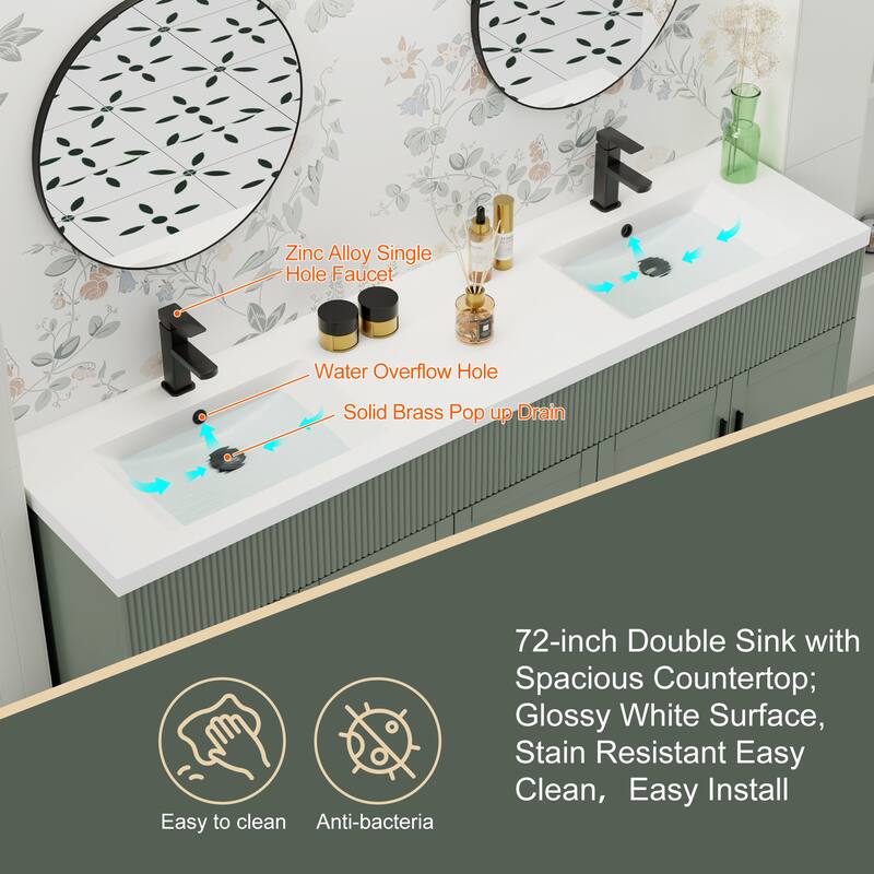 Wavy Line 30"/36"/48" Bathroom Vanity Set with Sink & Faucet