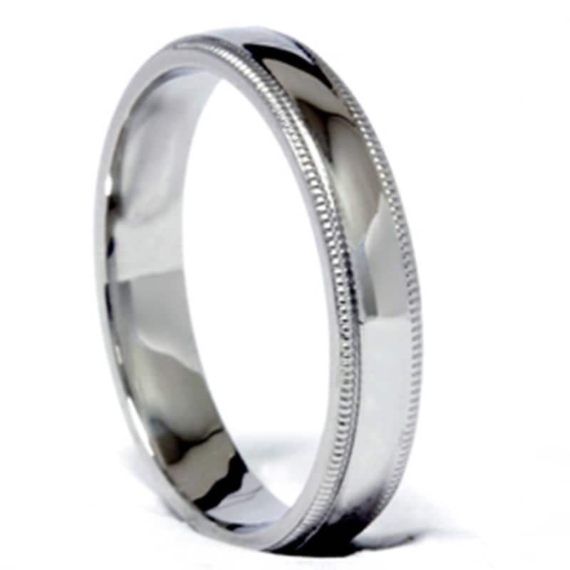 4mm Milgrain Mens Wedding Band 950 Platinum