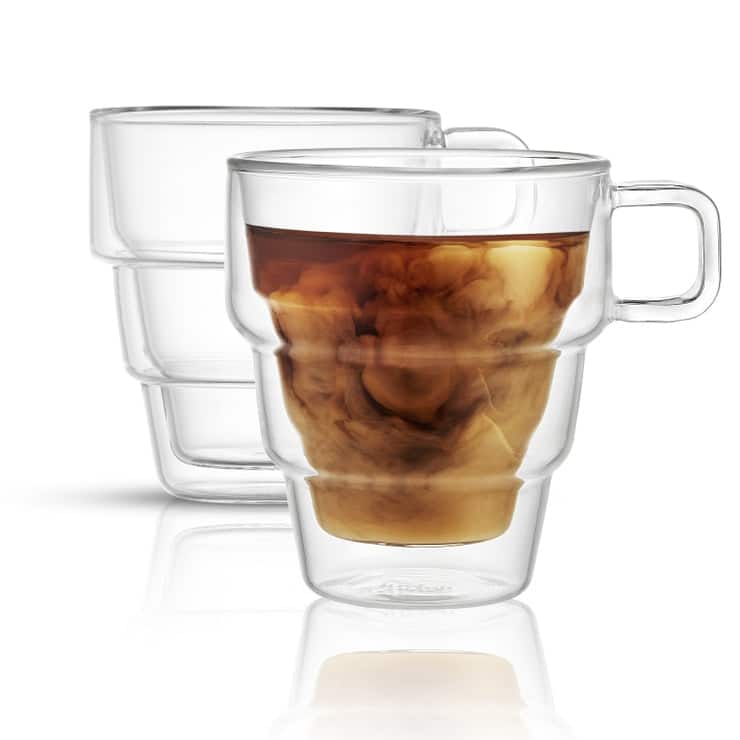 JoyJolt Palo Double Wall Stackable Coffee Glasses, 10 Oz Set of 2 - 9.9 oz