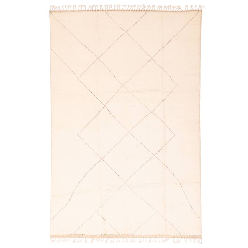 ECARPETGALLERY Hand-knotted Pak Finest Marrakesh Cream Wool Rug - 6'8 x 9'11