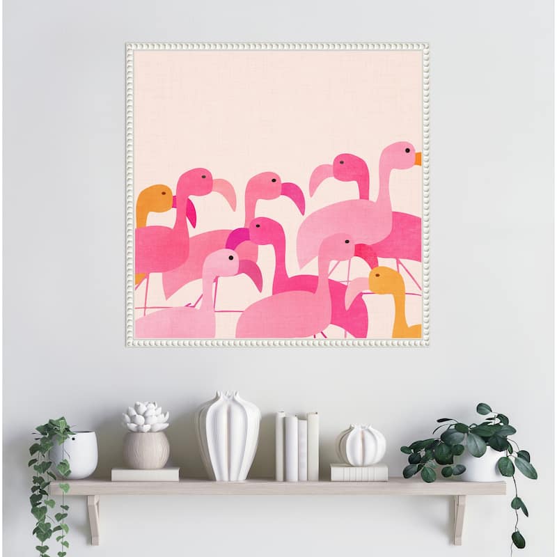 Flamingos by Kristian Gallagher Framed Canvas Wall Art