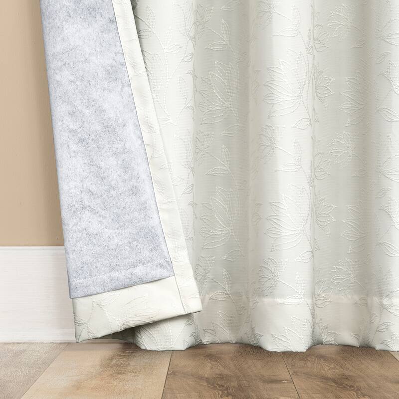 Sun Zero Bronte Floral Jacquard Total Blackout Rod Pocket 1-Piece Curtain Panel, Single Panel
