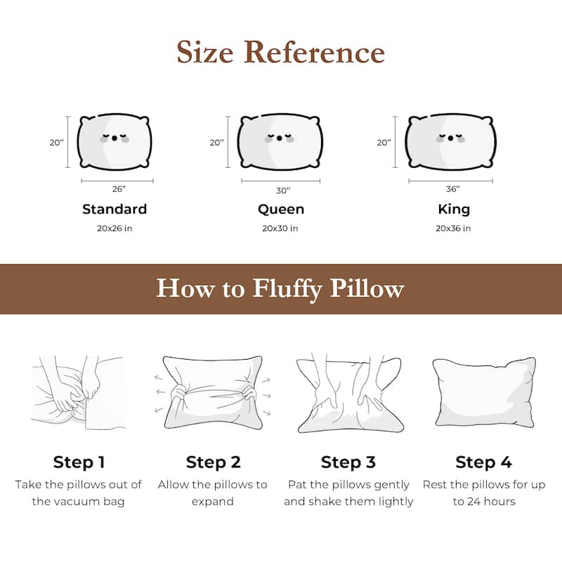 Set of 2 100% Organic Cotton Down Feather Pillow-in-a-pillow Design Bed Pillow - White