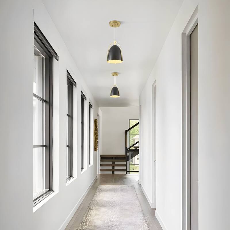 Starsky 1-Light Single Bell/Dome Pendant - Black&Gold