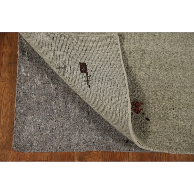 Tribal Gabbeh Indian Runner Rug Hand-Knotted Beige Wool Carpet - 2'8" x 11'5"