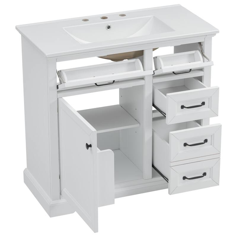 36"Freestanding Bathroom Vanity with Ceramic Sink