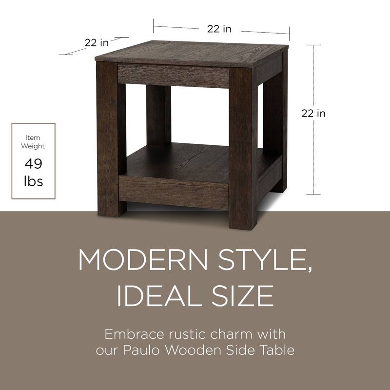 Maven Lane Paulo Wooden Side Table in Weathered Black Finish