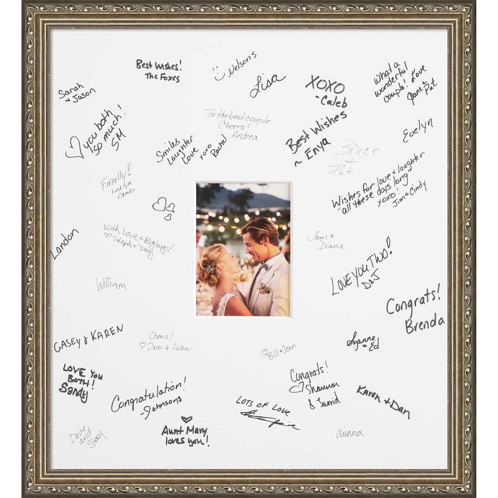 Parisian Signature Mat Picture Frame - Autograph Photo Frame Guest Book Alternative for Weddings, Graduations, or Retirement