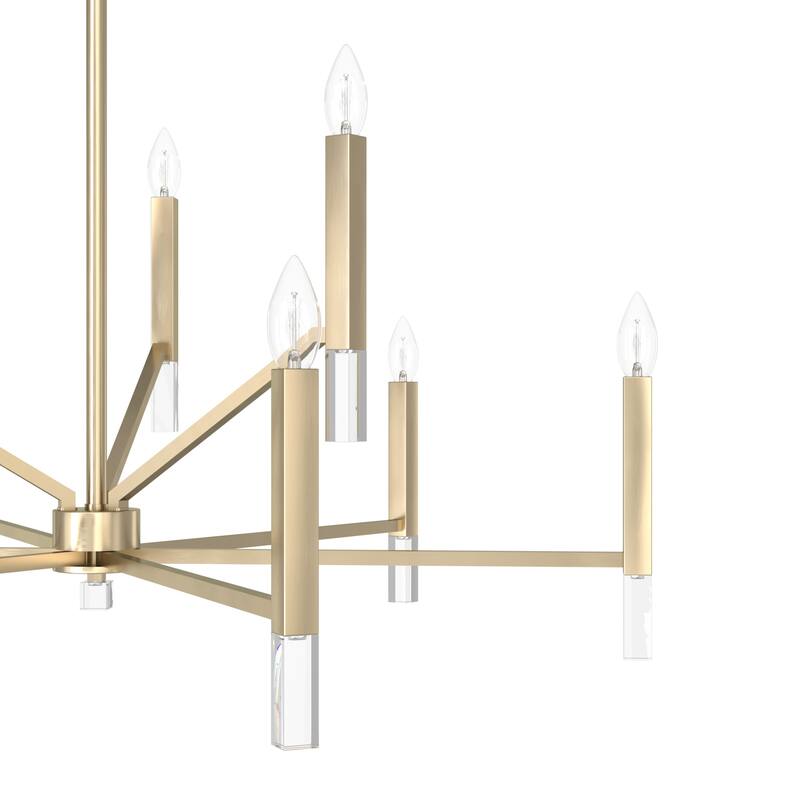 Hunter Sunjai 9-Light 2-Tier Chandelier - Entry, Dining Room, Living Room - Candle, Geometric, Contemporary, Glam