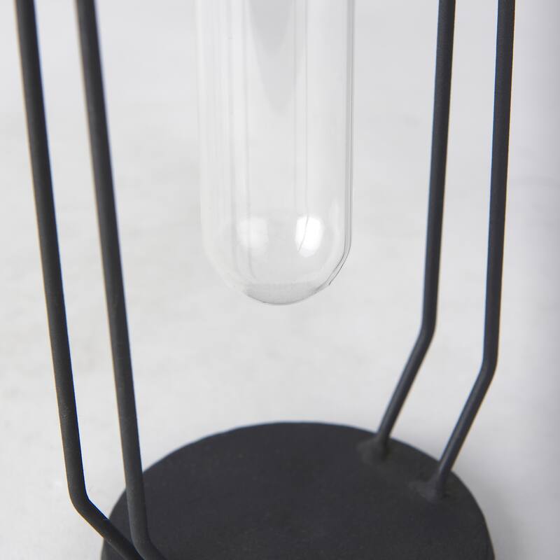 Aria Small Black Metal & Glass Vial Decorative Accent