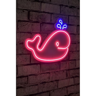 15.7" Novelty Baby Whale Led Neon Sign Wall Décor - 0.8" x 15.7" x 11"