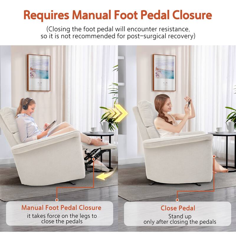 Rocker Recliner Chair - Manual Glider for Small Spaces, Nursery & Living Room