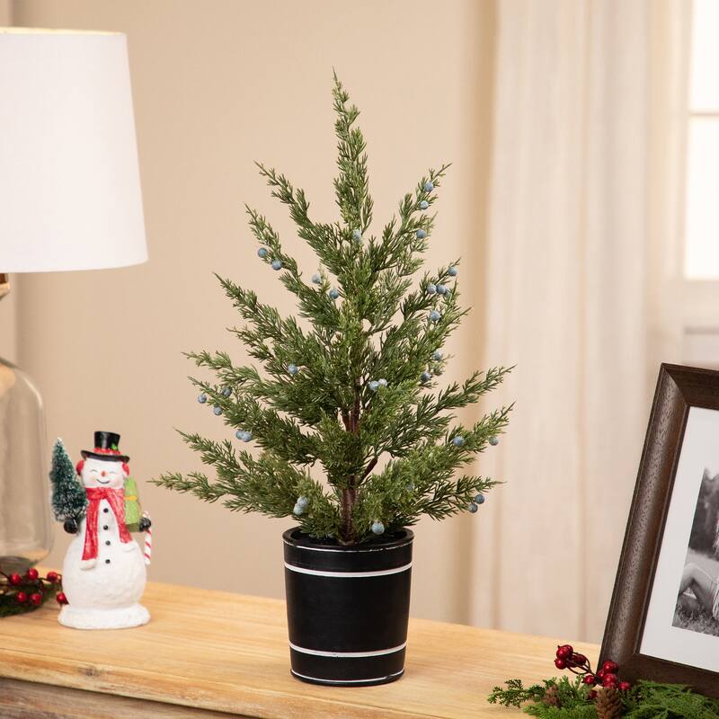 Potted Pine Blueberry Artificial Christmas Tree - 23" - Unlit