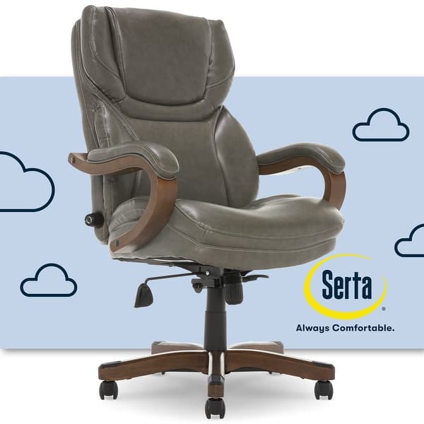 slide 2 of 77, Serta Conway Big and Tall Executive Office Chair with Wood Accents Grey