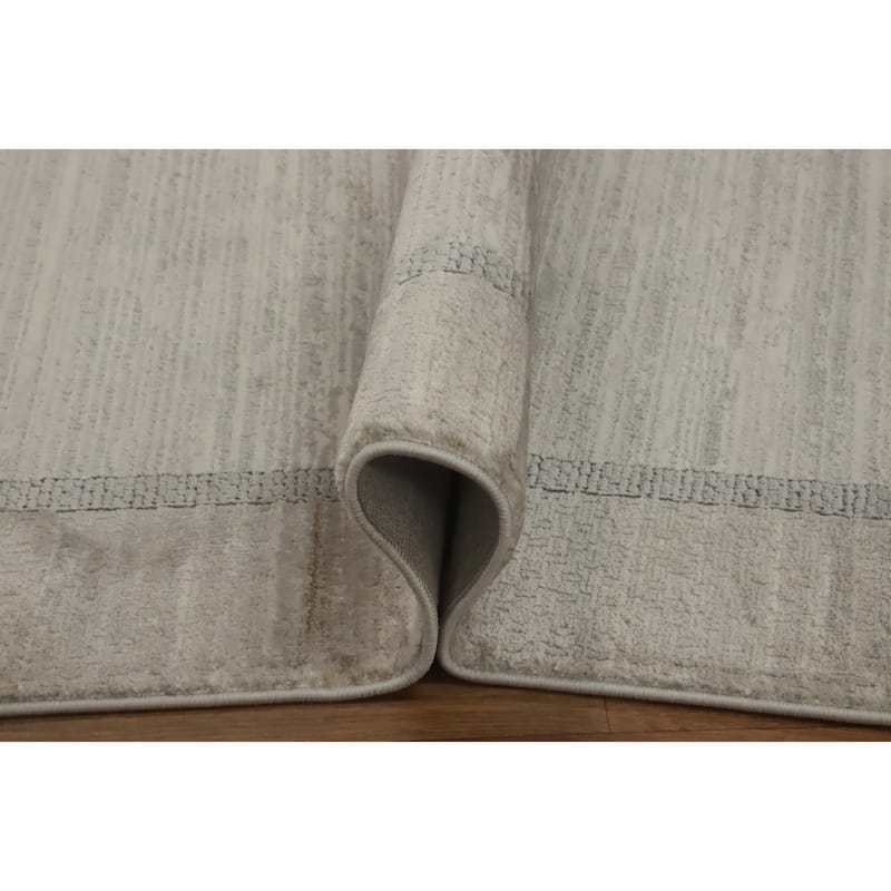 Machine Made Oriental Polyester Carpet Modern Geometric Greys & Charcoal Modern Area Rug - 7' 5'' X 5' 2''