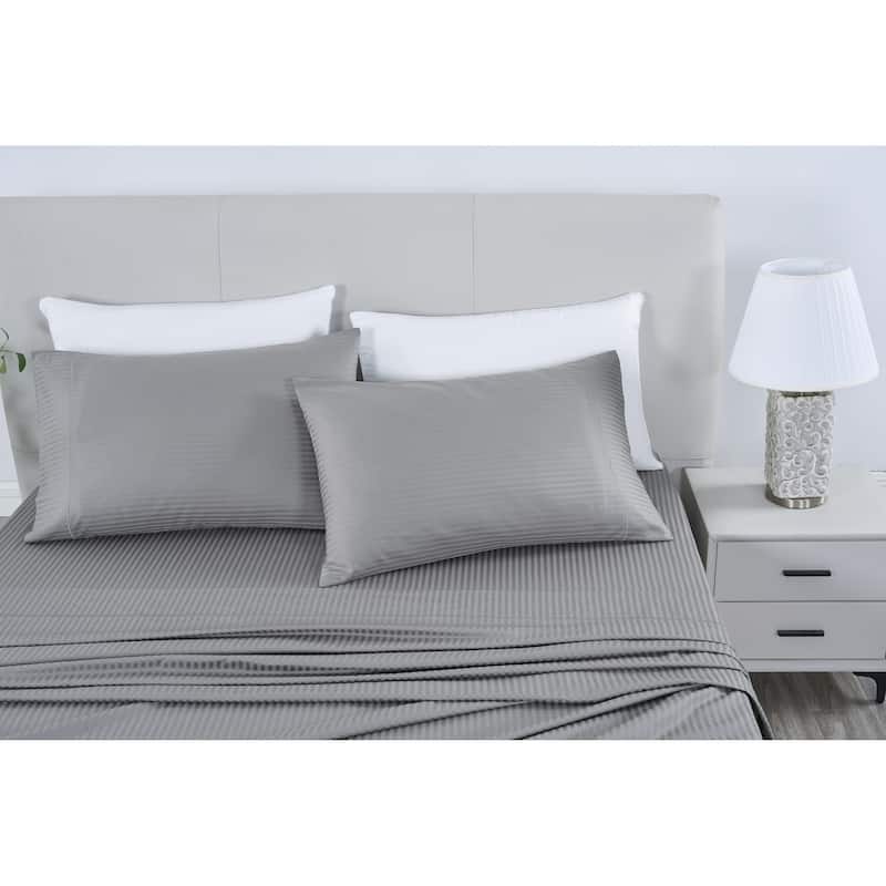 Kathy Ireland 500 Thread Count Damask Stripe Sheet Set with Optifit