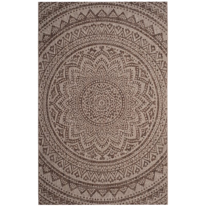SAFAVIEH Courtyard Fran Mandala Indoor/ Outdoor Waterproof Patio Backyard Rug