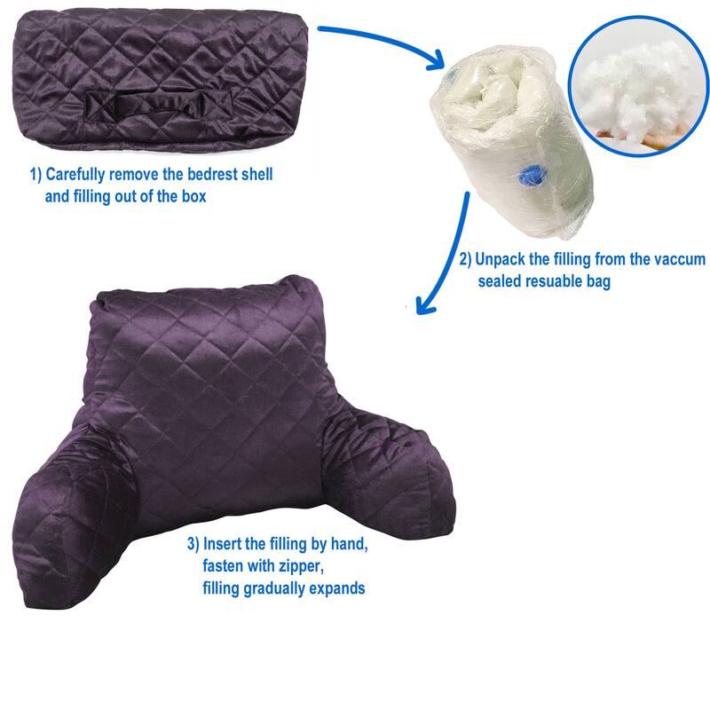 Velvet Do-It-Yourself Bedrest Reading Pillow Cover and Filling