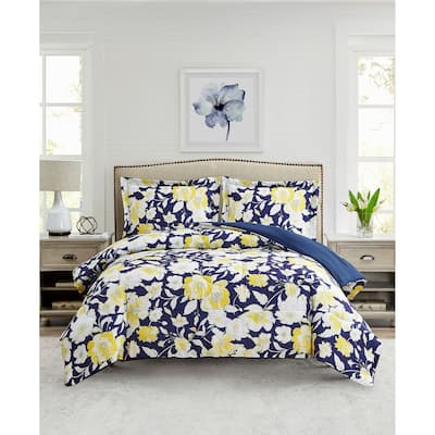 CEDAR COURT Aster Floral Yellow Ultra Soft Microfiber Reversible Comforter Set