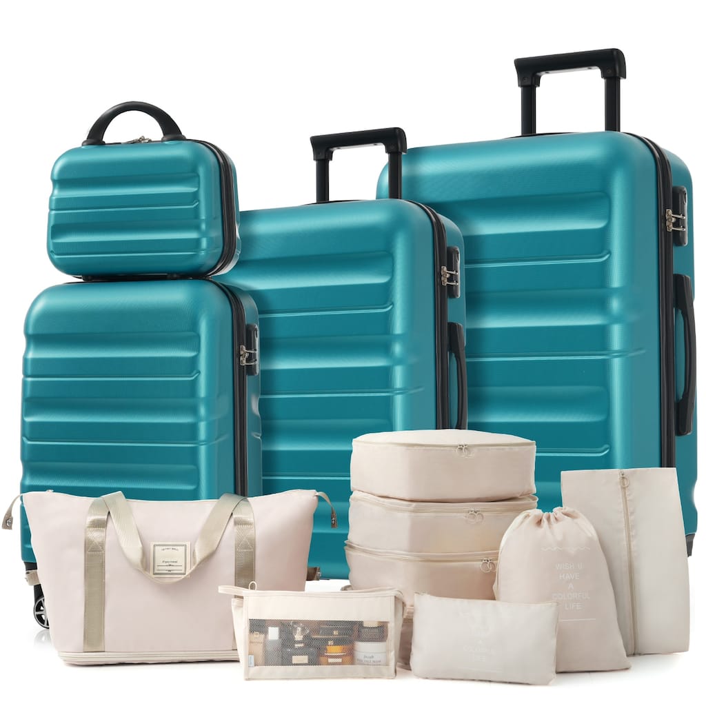 4-Piece, Modern Hard-Shell Luggage, Lightweight Luggage with Spinner Wheels, for Boarding Travel, Blue