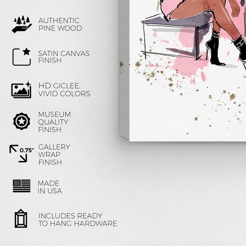 Wynwood Studio Canvas Fashion and Glam Coffee Best Friends Pink and Pastel Pink Modern & Contemporary Wall Art Canvas Print
