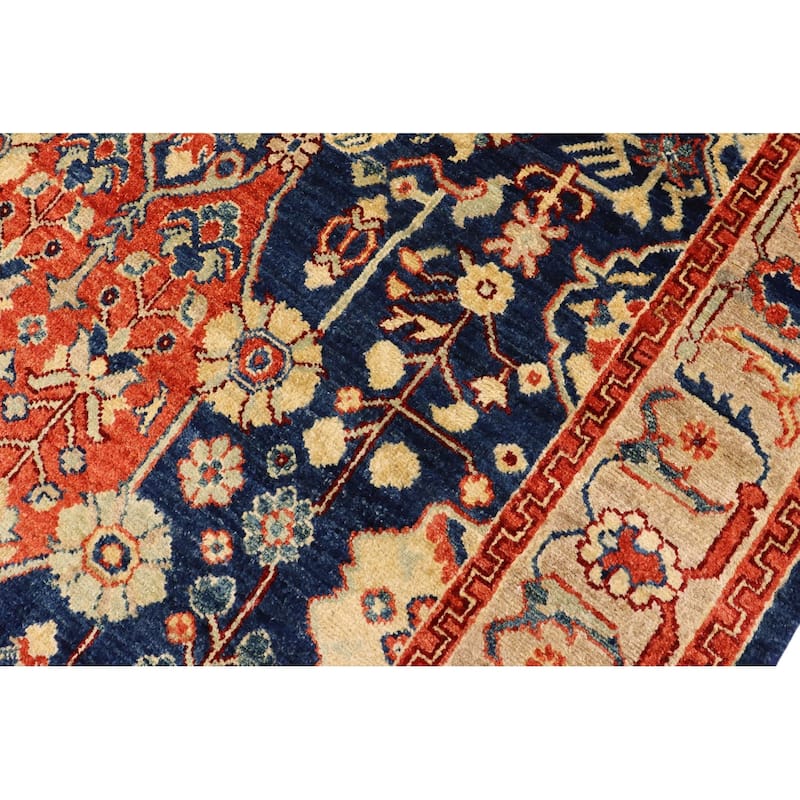 Southwestern Heriz Ziegler Anahi Blue Brown Hand-Knotted Rug - 3'11'' x 6'0''