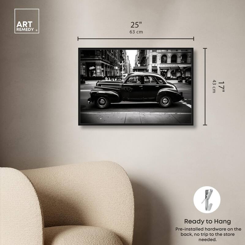 Vintage Car in New York Canvas by Art Remedy