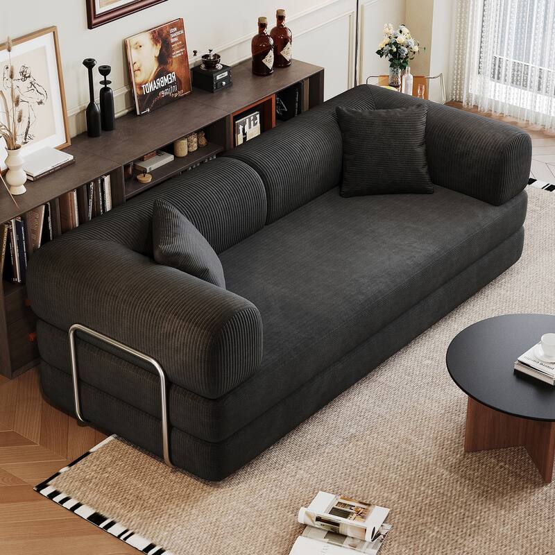 78.8" Convertible Floor Sofa Bed, Corduroy Folding Mattress Sofa Couch for Small Spaces ,No Assembly